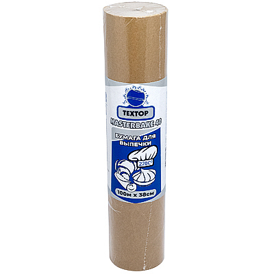 Купить бумага для выпечки силиконизированная 380 мм 100 м рулон коричневая в пленке "textop" 182531 в Москве