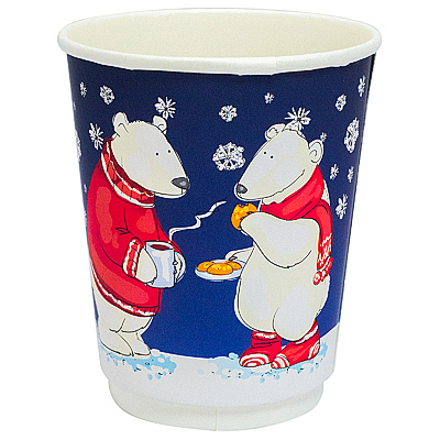 Купить стакан бумажный 250 мл d80 мм 2-сл белые мишки для горячих напитков "papperskopp", 20 шт./упак в Москве