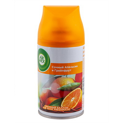 Освежитель автоматический 250 мл аэрозоль СОЧНЫЙ АПЕЛЬСИН И ГРЕЙПФРУКТ сменный баллон "AIR WICK" Купить освежитель автоматический 250 мл аэрозоль сочный апельсин и грейпфрукт сменный баллон "air wick" в Москве