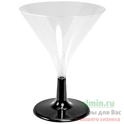 Купить бокал 180мл для мартини со съемной черной ножкой ps прозрачный kpn 1/6/120, 6 шт./упак в Москве