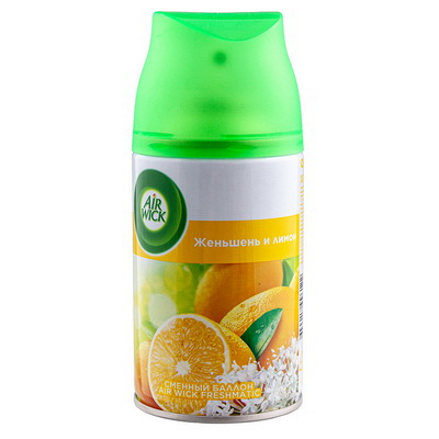Освежитель автоматический 250 мл аэрозоль ЛИМОН И ЖЕНЬШЕНЬ сменный баллон "AIR WICK" Купить освежитель автоматический 250 мл аэрозоль лимон и женьшень сменный баллон "air wick" в Москве
