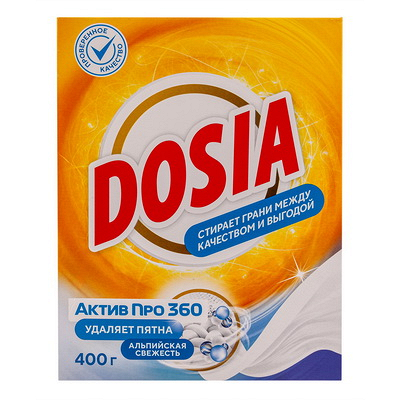 Купить порошок стиральный 400 г актив про 360 удаляет пятна альпийская свежесть "dosia" в Москве