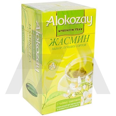 Купить чай зеленый пакетированный 25 шт в индивидуальной упак с лепестками жасмина alokozay 1/24 в Москве