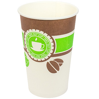 Купить стакан бумажный 400мл d90 мм 1-сл для горячих напитков чай зеленый&кофе v, 50 шт./упак в Москве