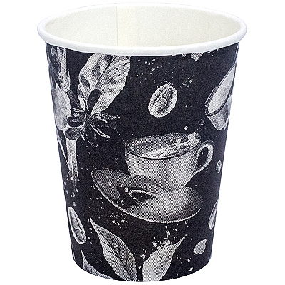 Купить стакан бумажный 250мл d80 мм 1-сл для горячих напитков barista black pps 1/50/1000, 50 шт./упак в Москве