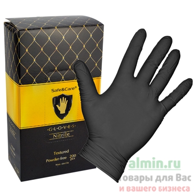 Купить перчатки одноразовые нитриловые l 200 шт/уп черные 1/10 в Москве