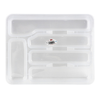 Лоток для столовых приборов 335х260х40 мм МАЛЕНЬКИЙ с разделителями ПРОЗРАЧНЫЙ ПЛАСТИКОВЫЙ "PROFF" Купить лоток для столовых приборов 335х260х40 мм маленький с разделителями прозрачный пластиковый "proff" в Москве