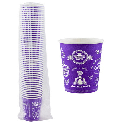 Купить стакан бумажный 250мл d80 мм 1-сл для горячих напитков gurmanoff фиолетовый ep, 50 шт./упак в Москве