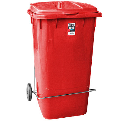 Купить бак мусорный прямоугольный 240л дхшхв 730х580х1050 мм на колесах с педалью пластик красный bora 1/3, 1 шт. в Москве