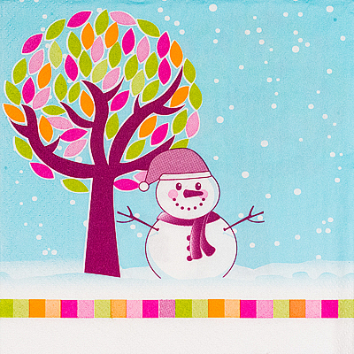 Купить салфетка бумажная 3-сл 33х33 см 20 шт снеговик под деревом с рисунком "papstar" (артикул производителя 87048) в Москве
