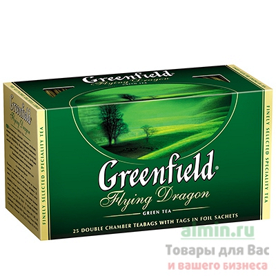 Купить чай зеленый пакетированный 25 шт в индивидуальной упак greenfield fiying dragon 1/1 в Москве