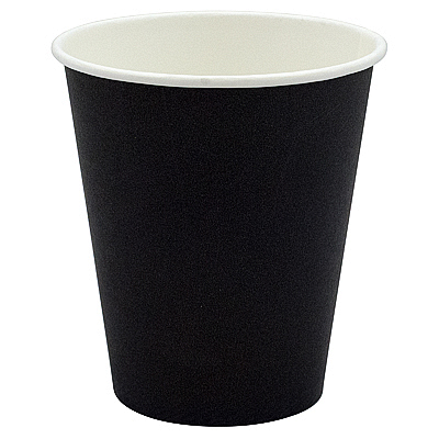 Купить стакан бумажный 250мл d80 мм 1-сл для горячих напитков черный pps 1/50/1000, 50 шт./упак в Москве