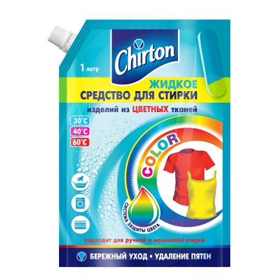 Купить средство для стирки жидкое 1л для цветных тканей chirton doy-pack gd 1/6 в Москве