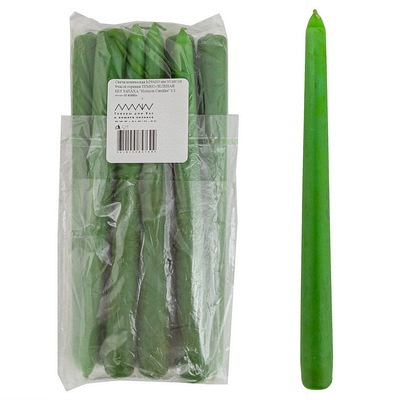 Купить свеча коническая h250d19 мм 10 шт/уп 9часов горения темно-зеленая без запаха "horizon candles" в Москве