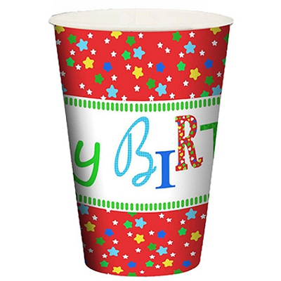 Купить стакан бумажный 200мл d70 мм 1-сл для горячих напитков happy birthday papstar 1/10/140 (артикул производителя 82596), 10 шт./упак в Москве