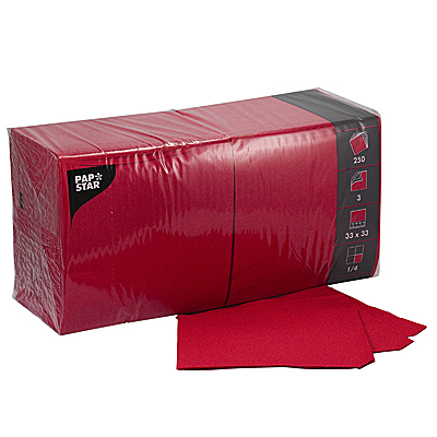 Купить салфетка бумажная красная 33х33 см 3-сл 250 шт/уп papstar (артикул производителя 12483) в Москве