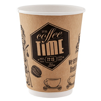 Купить стакан бумажный 350мл d90 мм 2-сл для горячих напитков кофе тайм v, 25 шт./упак в Москве