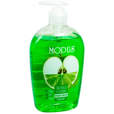 Купить мыло жидкое 500 мл лайм и яблоко с дозатором "modus" в Москве