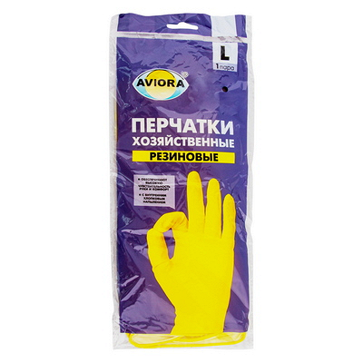 Купить перчатки хозяйственные l желтые "aviora" 1/12/120, 1 шт. в Москве