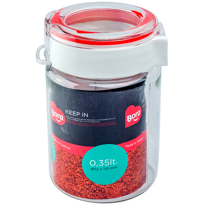 Купить контейнер круглый 0.35л н110хd72 мм полоса красная пластик bora 1/12, 1 шт. в Москве