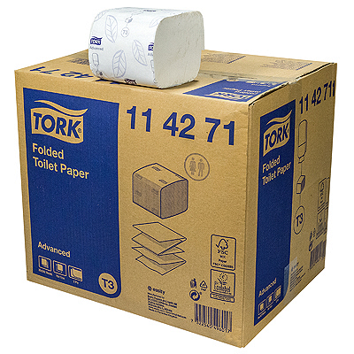 Купить бумага туалетная листовая 2-сл 190х110 мм 242 лист/уп 36 шт в наборе t3 advanced белая "tork" 1/1 (артикул производителя 114271) в Москве