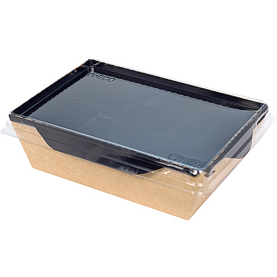 Купить упаковка 400мл дхшхв 145х95х45мм opsalad с прозрачной крышкой крафт черное дно "osq", 50 шт./упак в Москве