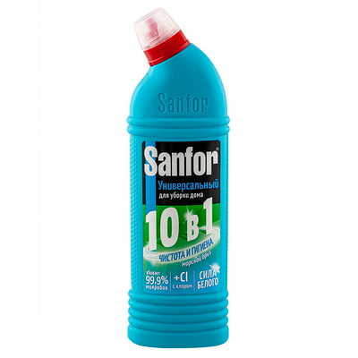 Средство моющее универсальное 750 мл UNIVERSAL с хлором гель МОРСКОЙ БРИЗ "SANFOR" Купить средство моющее универсальное 750 мл universal с хлором гель морской бриз "sanfor" в Москве