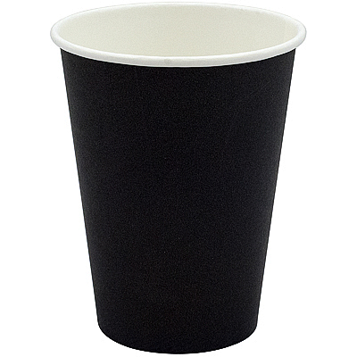 Купить стакан бумажный 300мл d90 мм 1-сл для горячих напитков черный pps, 50 шт./упак в Москве