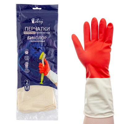 Перчатки хозяйственные 1 пара М БИКОЛОР суперпрочные с удлиненным манжетом БЕЛО-КРАСНЫЕ "Komfi" Купить перчатки хозяйственные 1 пара м биколор суперпрочные с удлиненным манжетом бело-красные "komfi" в Москве