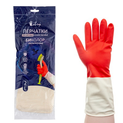 Перчатки хозяйственные 1 пара L БИКОЛОР суперпрочные с удлиненным манжетом БЕЛО-КРАСНЫЕ "Libry" Купить перчатки хозяйственные 1 пара l биколор суперпрочные с удлиненным манжетом бело-красные "libry" в Москве