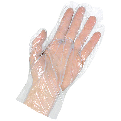 Купить перчатки одноразовые 100 шт m 6 мкм прозрачный полиэтилен "hans" в Москве