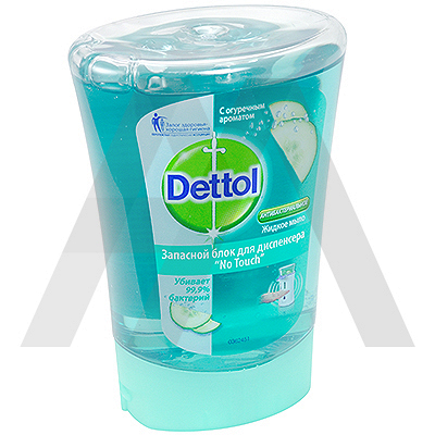 Мыло жидкое 250мл DETTOL картридж для диспенсера ОГУРЕЦ BENCKISER 1/5 Купить мыло жидкое 250мл dettol картридж для диспенсера огурец benckiser 1/5 в Москве
