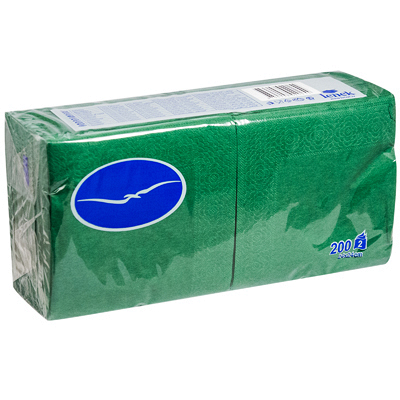 Купить салфетка бумажная зеленые 24х24 см 2-сл 200 шт/уп папирус в Москве