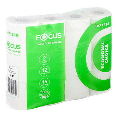 Купить бумага туалетная 2-сл 15 м/рул 125 лист/рул economic choice 12рулонов с тиснением и перфорацией белая "focus" (артикул производителя 5071518) в Москве