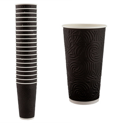 Стакан бумажный 500 мл d90 мл 2-сл 20 шт ЛАБИРИНТ для горячих напитков гофрированный ЧЕРНЫЙ "СКАНДИПАКК" Купить стакан бумажный 500 мл d90 мл 2-сл 20 шт лабиринт для горячих напитков гофрированный черный "скандипакк" в Москве