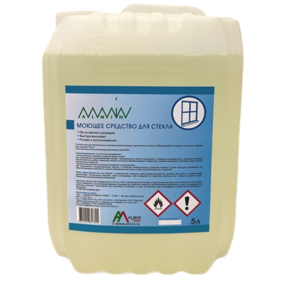 Средство для мытья стёкол, зеркал 5 л канистра "ALMIN" Купить средство для мытья стёкол, зеркал 5 л канистра "almin" в Москве