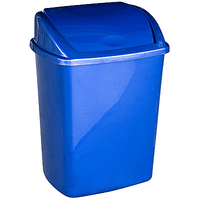 Купить контейнер мусорный прямоугольный 26л дхшхв 270х350х480 мм с качающейся крышкой пластик синий bora в Москве