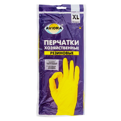 Купить перчатки хозяйственные xl желтые "aviora" 1/12/120, 1 шт. в Москве