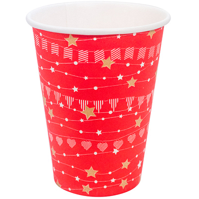 Купить стакан бумажный 1-сл d90 мм 350 мл праздничный для горячих напитков красный бумага "virido", 50 шт./упак в Москве