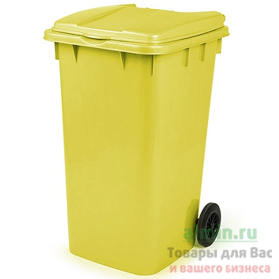 Купить бак мусорный прямоугольный 240л дхшхв 730х580х1050 мм на колесах пластик желтый bora 1/1 в Москве