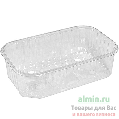 Купить контейнер 900мл дхшхв 188х120х57 мм для ягод, овощей и фруктов без крышки прямоугольный с перфорацией прозрачный пфп 1/1300, 1300 шт./упак в Москве