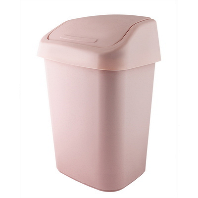 Купить контейнер мусорный прямоугольный 25л большой с качающейся крышкой розовый пластиковый "proff" в Москве