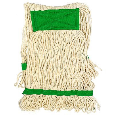 Купить насадка - моп (mop) для швабры веревочная петлевая с зеленой прошивкой kentucky 450 г белая хлопок hunter 1/25 в Москве