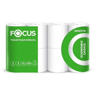 Купить бумага туалетная 2-сл 16,2 м/рул 8 рул/уп economic choice с тиснением и перфорацией белый "focus" (артикул производителя 5056378) в Москве