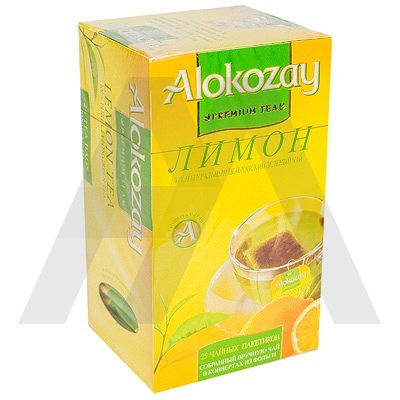Купить чай зеленый пакетированный 25 шт в индивидуальной упак с лимоном alokozay 1/24 в Москве