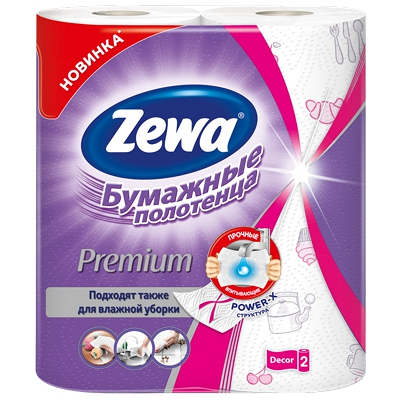 Купить полотенце бумажное 2-сл 2 рул/уп zewa premium белое с рисунком 1/10 в Москве