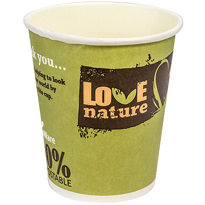 Купить стакан бумажный 200мл d80 мм 1-сл для горячих напитков love nature papstar 1/50/1000, 50 шт./упак (артикул производителя 84602) в Москве