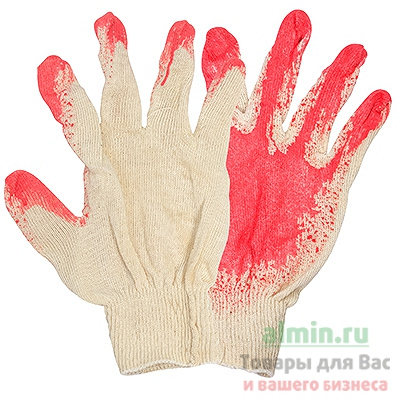Купить перчатки рабочие с латексным покрытием хб желтые 1/10/300, 10 шт./упак в Москве