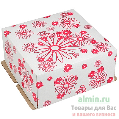 Купить коробка для торта дхшхв 210х210х100 мм до 1 кг квадратная картонная с рисунком 1/100, 100 шт./упак в Москве