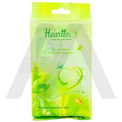 Купить салфетка влажная 10 шт в индивидуальной упак каждая hearttex зеленый чай t 1/96 в Москве